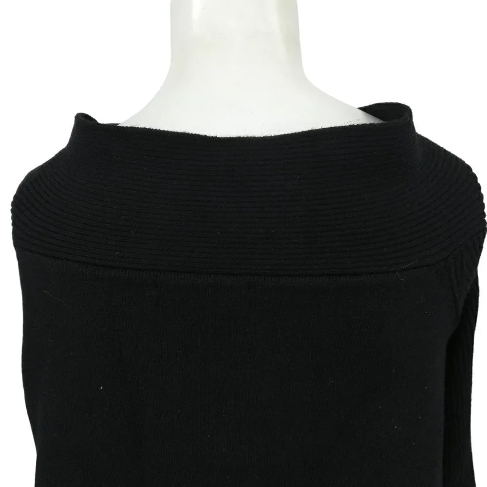 By Anthropologie Black Long Sleeve Boat Neck Tunic Sweater Size S Bell Sleeve - Picture 3 of 14